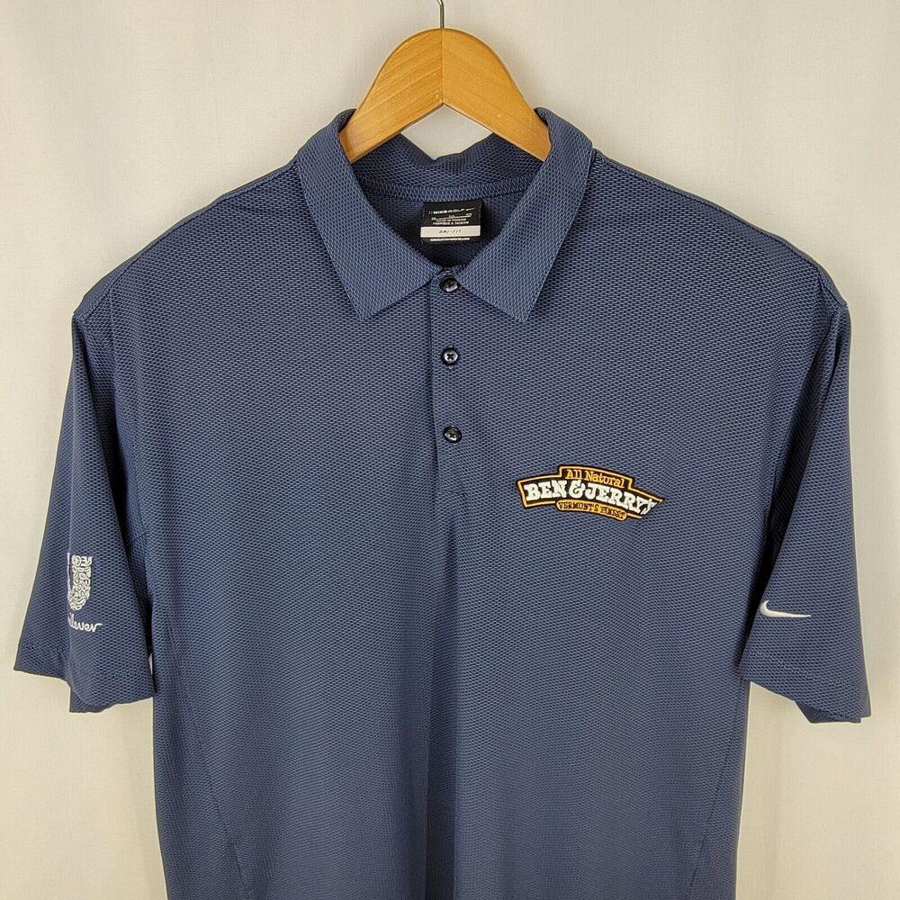 XL Men's Nike Golf Dri Fit Polo  Ben and Jerrys Blue Shirt Polyester Spandex XL